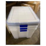 (two lids cracked) IRIS USA 70 Quart Weathertight Plastic Storage Bin Tote Organizing Container with Durable Lid and Seal and Secure Latching Buckles