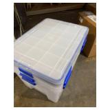 (two lids cracked) IRIS USA 70 Quart Weathertight Plastic Storage Bin Tote Organizing Container with Durable Lid and Seal and Secure Latching Buckles