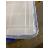 (two lids cracked) IRIS USA 70 Quart Weathertight Plastic Storage Bin Tote Organizing Container with Durable Lid and Seal and Secure Latching Buckles