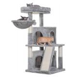 Hey-brother 41.34 inches Cat Tree with Scratching Board, 2 Luxury Condos, Cat Tower with Padded Plush Perch and Cozy Basket
