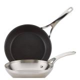 Anolon Nouvelle Copper Mixed Metals Skillet Set, 2-Piece, Silver and Black