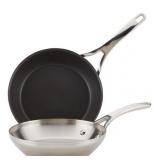Anolon Nouvelle Copper Mixed Metals Skillet Set, 2-Piece, Silver and Black
