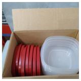 Rubbermaid Easy Find Vented Lids Food Storage Containers, Set of 8 (16 Pieces Total) Plastic ConatinersReusable & Stackable Meal Prep Containers, Racer Red