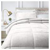 Basics Ultra-Soft Micromink Sherpa Comforter Bed Set, King, Cream - 3-Piece
