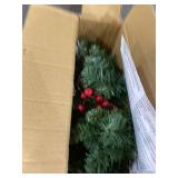 National Tree Company 24" Crestwood Spruce Wreath With Silver Bristle, Pine Cones, Berries, Glitter & 50 Led Lights