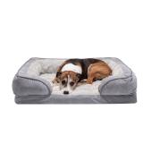 FurHaven Pet Dog Bed Convolute Orthopedic Perfect Comfort Velvet Waves Sofa-Style Couch Pet Bed for Dogs & Cats, Granite Gray, Large