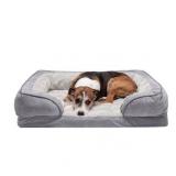 FurHaven Pet Dog Bed Convolute Orthopedic Perfect Comfort Velvet Waves Sofa-Style Couch Pet Bed for Dogs & Cats, Granite Gray, Large