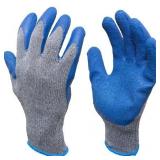 G & F Work Gloves - Rubber Latex Coated- 12 Pairs (Men), Medium