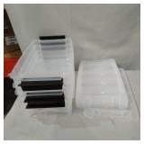 4 SMALL STORAGE BINS W/ SNAP TOPS