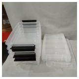 4 SMALL STORAGE BINS W/ SNAP TOPS