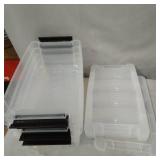4 SMALL STORAGE BINS W/ SNAP TOPS