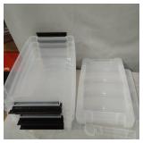 4 SMALL STORAGE BINS W/ SNAP TOPS