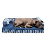 FurHaven Pet Dog Bed Orthopedic Plush & Decor Comfy Couch Sofa-Style Pet Bed for Dogs & Cats, Diamond Blue, Large