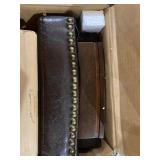 Linon Claridge 32" Backless Wood Bar Stool, Dark Brown with Brown Faux Leather