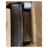 Linon Claridge 32" Backless Wood Bar Stool, Dark Brown with Brown Faux Leather