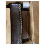 Linon Claridge 32" Backless Wood Bar Stool, Dark Brown with Brown Faux Leather