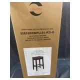 Linon Claridge 32" Backless Wood Bar Stool, Dark Brown with Brown Faux Leather