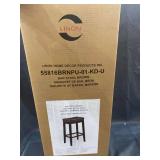 Linon Claridge 32" Backless Wood Bar Stool, Dark Brown with Brown Faux Leather