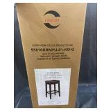 Linon Claridge 32" Backless Wood Bar Stool, Dark Brown with Brown Faux Leather