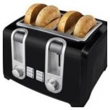 Black & Decker Extra Lift 4-Slice Black Toaster