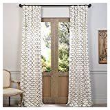 Half Price Drapes PRCT-D02-96 Illusions Silver Printed Cotton Curtain, 50" x 96", Grey