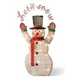 National Tree Company 36" Silver Fabric Tinsel "Let It Snow" 2D Snowman with 20 Clear Lights