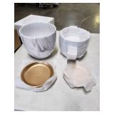 Marbled Planters w/ Drip Tray (SET OF 2)