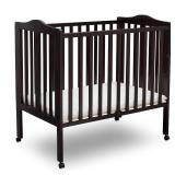 Delta Children Folding Portable Mini Crib with 1.5-inch Mattress, Dark Chocolate