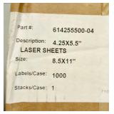 Lot of 2 Cases - 2.25" x 5.5" White Laser Sheet Labels (4 UP) - 4 Labels per Sheet, 1,000 Sheets = 4,000 Labels (Each Box)