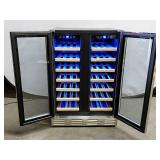 Kalamera 24", 4.2cu.Ft, 40-Bottle Built-In Wine Cooler - Two Door, Dual Zone Thermostat & Sliding Beech Wood Shelves - Model #: KRC-40DZB - Retail: $899