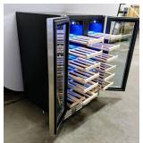 Kalamera 24", 4.2cu.Ft, 40-Bottle Built-In Wine Cooler - Two Door, Dual Zone Thermostat & Sliding Beech Wood Shelves - Model #: KRC-40DZB - Retail: $899