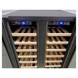 Kalamera 24", 4.2cu.Ft, 40-Bottle Built-In Wine Cooler - Two Door, Dual Zone Thermostat & Sliding Beech Wood Shelves - Model #: KRC-40DZB - Retail: $899
