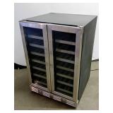 Kalamera 24", 4.2cu.Ft, 40-Bottle Built-In Wine Cooler - Two Door, Dual Zone Thermostat & Sliding Beech Wood Shelves - Model #: KRC-40DZB - Retail: $899