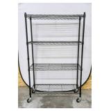 Sandusky 4 Tier Mobile Commercial Wire Shelving, 54" H x 36" W x 14" D ~ 200 lb Max. Capacity on Each Shelf
