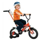 Schwinn Orange Grit Steerable Kids Beginner Bicycle, 12-Inch Wheels, Training Wheels, Easily Removed Parent Push Handle w/ Water Bottle Holder - Retail: $169