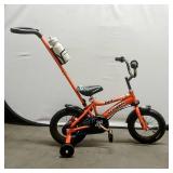 Schwinn Orange Grit Steerable Kids Beginner Bicycle, 12-Inch Wheels, Training Wheels, Easily Removed Parent Push Handle w/ Water Bottle Holder - Retail: $169