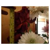 Tall decorative glass vase w/ faux flowers