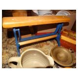 Pottery pitcher/ old paper holder & misc.