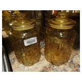 Vintage amber glass cannisters