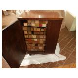Awesome wood piano roll cabinet full of various piano rolls