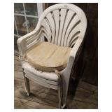 White plastic stack chairs