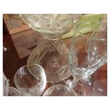 Cut glass punch bowl set w/ stand