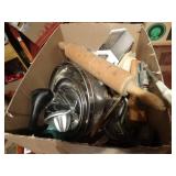 Box full of kitchen utensils