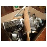 Box full of kitchen utensils