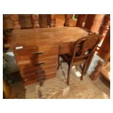 Solid wood sewing machine desk w/ chair
