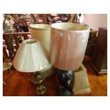 2 table lamps & various extra shades