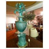 Amazing mid century blue glass table lamp w/ shade