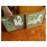 2 framed wall art pcs of Cranes