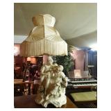 Awesome large figural table lamp w/ fancy shade