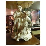 Awesome large figural table lamp w/ fancy shade